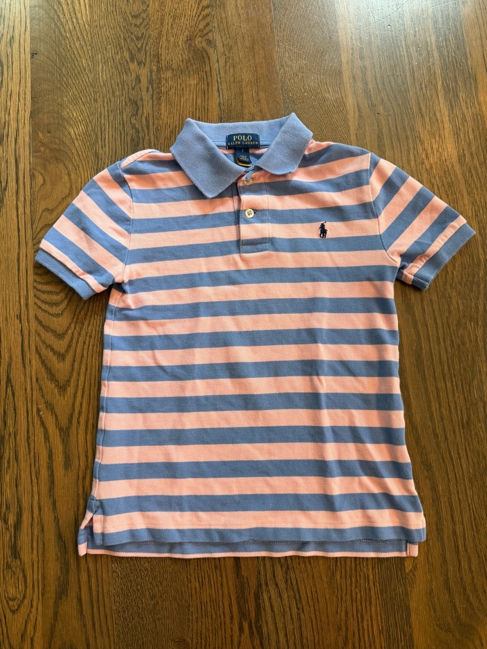 Polo by Ralph Lauren Kids Peach and Light Blue Striped Polo